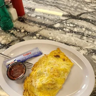 an omelet on a white plate