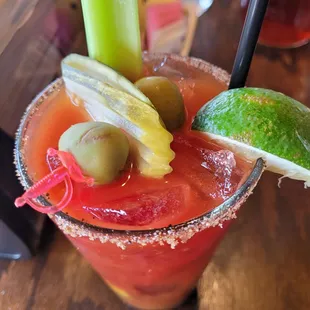 Bloody Mary (good snack before the meal.)