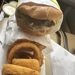 Junior Cheeseburger and Onion Rings