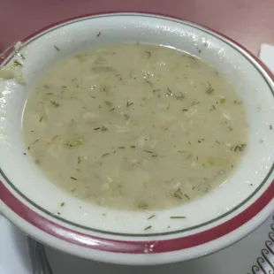 Greek lemon and chicken Soup of the day- Friday