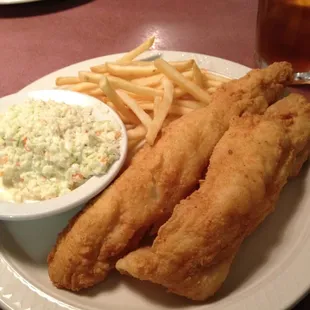 Flounder w/ fries &amp; cole slaw