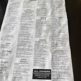 menu