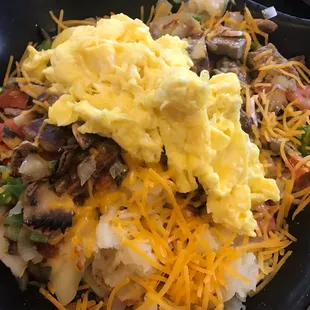 Veggie Skillet with scrambled eggs