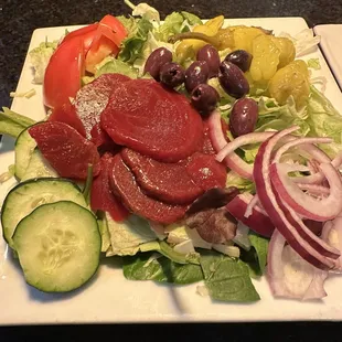 Famous Greek Salad ( no feta - my choice!)