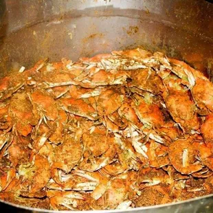 Pot of Steamed crabs