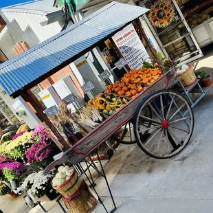 a cart of flowers