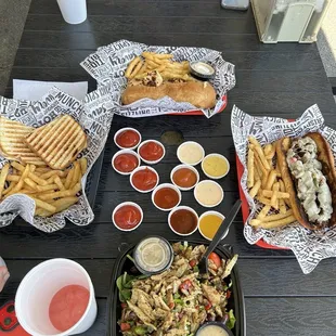 Subs, salad, panini and different sauces for the fries!
