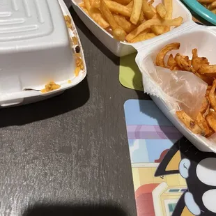 Soggy French Fries and Curly Cajun Fries taste like fish