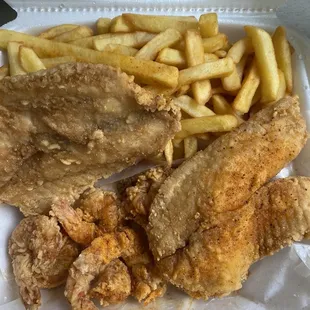 Seafood combo with shrimp and tilapia