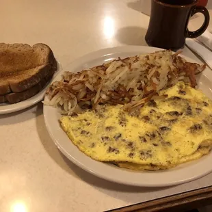 Sausage and cheese omelette