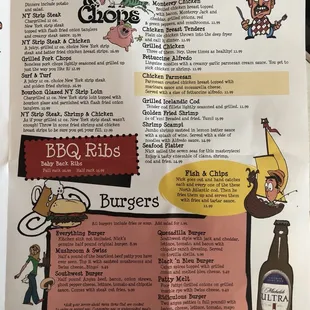 the menu for the restaurant