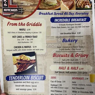 Breakfast menu