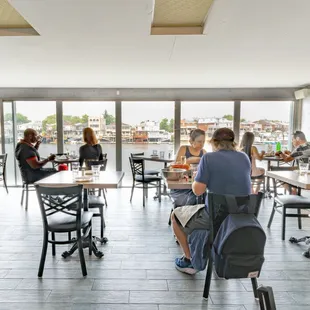 Our main dining hall, with floor to ceiling windows