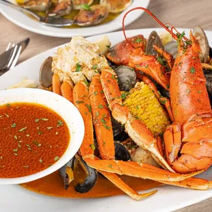 Lobster, mussels, clams and crab at our seafood boil.