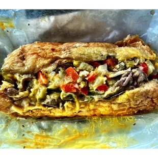 NICK&apos;s ON NORTH.Pretty Amazing Cheesy Italian Beef with Sweet &amp; Hot Peppers and Melted Cheddar Cheese Deep!9.26$.Cash or Credit.