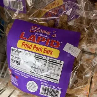 a bag of fried pork ears