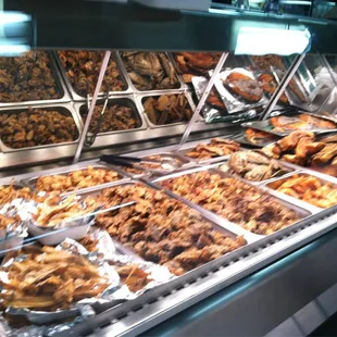 Hot food that you can purchase by the pound.