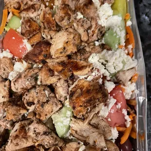 Greek chicken on Greek Salad
