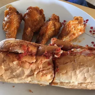 8" meatball sub with mild wings