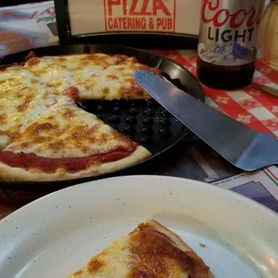Personal pan pizza and an ice cold beer!  Oh, baby.