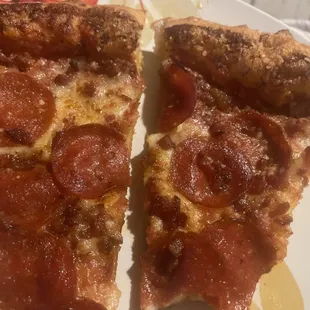 This is the most amazing pepperoni and bacon pizza I&apos;ve ever had