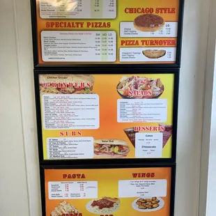 The menu posted near the door.