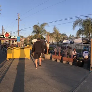 a man walking down the street