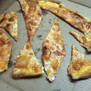 The cheese pizza and this is how it was cut for delivery!