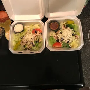 2 x orders Nicks salad to go with 1 x house dressing (so good) and 1 x ranch.