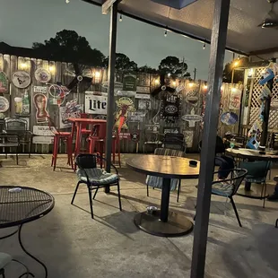 tables and chairs in a restaurant