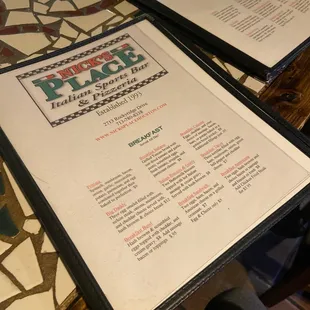 menus on a table