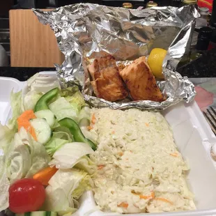 They should have named this the Cole slaw dinner with a side of salmon. What a rip off!