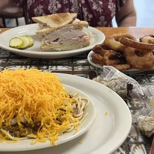Turkey sandwich and onion rings
