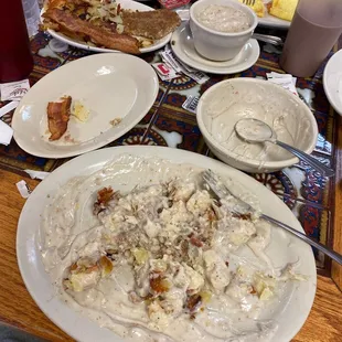 Biscuits and Gravy, bacon, goetta, home fries, omelette. Forgot to take a picture before we dug in