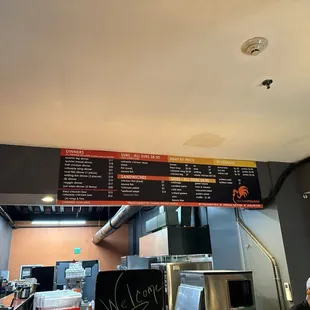 a menu on the wall