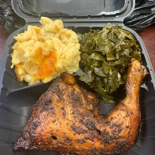 Leg Dinner with Mac &amp; Cheese and Collard Greens .... Loved it!