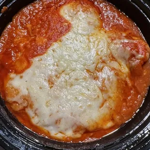 Under all that cheese is Chicken Parm