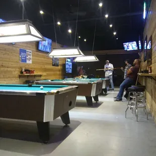 New Pool area (3 pool tables, 7 Tv's, 3 booths, 10 high top seats).