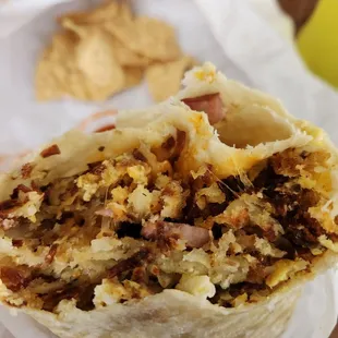 the inside of a burrito
