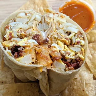 Breakfast Burrito, tasted good, came with chips and salsa