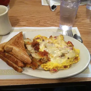 Mushroom, corned beef, Swiss Scrambler