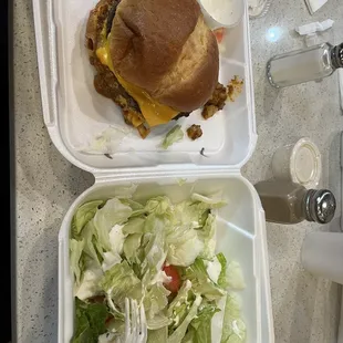 Chili cheeseburger was decent but over $4 for a piece of tomato and just lettuce is a little crazy