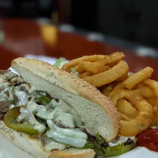 a sandwich and fries