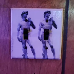 two male nudes on a light switch