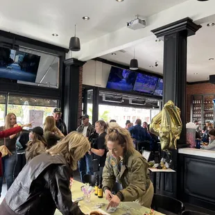 people eating and drinking