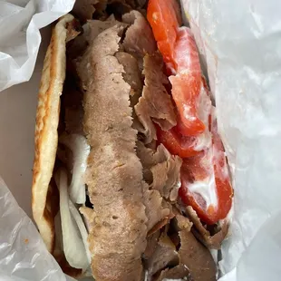 Gyro Sandwich with extra tzatziki sauce