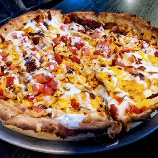 Chicken pizza on a gluten-free crust