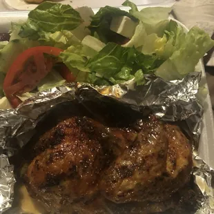 Half mixed Grecian chicken with salad. Perfectly cooked every single time. Salad is very fresh.