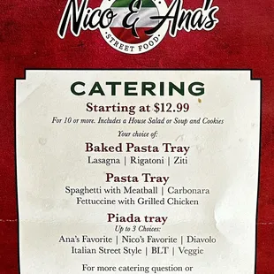 Catering Menu