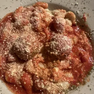 Gnocchi and meatballs